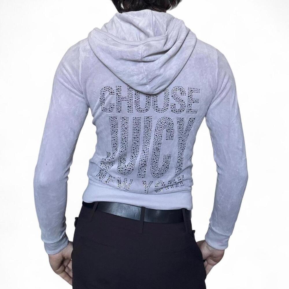 JUICY COUTURE velour zip hoodie “CHOOSE JUICY NEW YORK”
